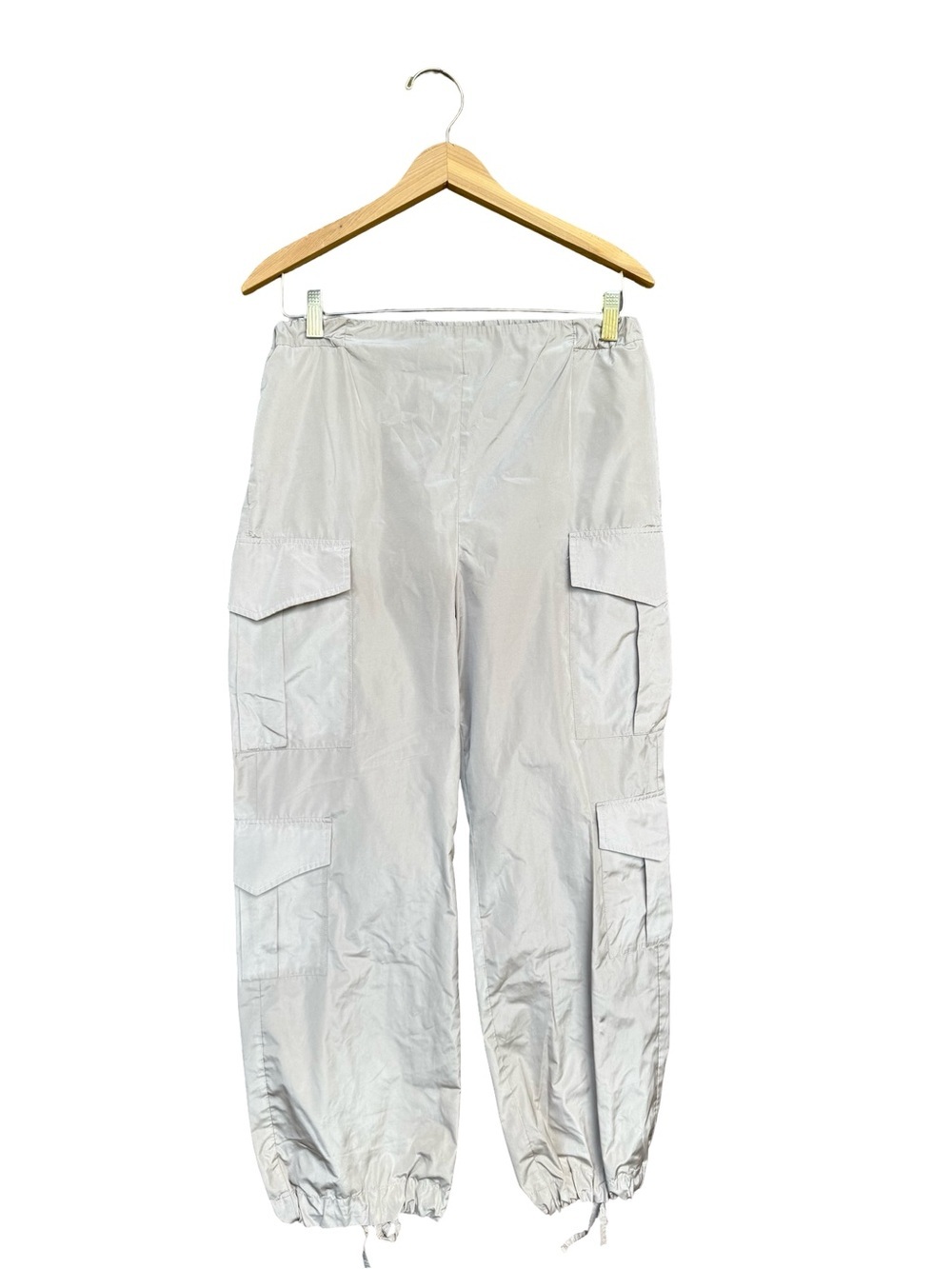 Liviana Conti Tan Lightweight Cargo Jogger Pants M Utility Parachute Trousers